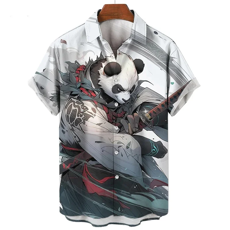 New Animal Shirts For Men Clothing 3d Panda Orc Print Pattern Casual Fashion Mens Shirts & Blouses Ropa De Hombre High Quality