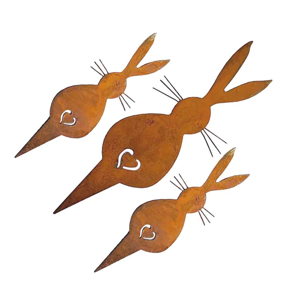 

3pcs Lawn Bunny Stake Garden Rabbit Sign Animal Stake Yard Lawn Ornament metal rabbit stake decoration