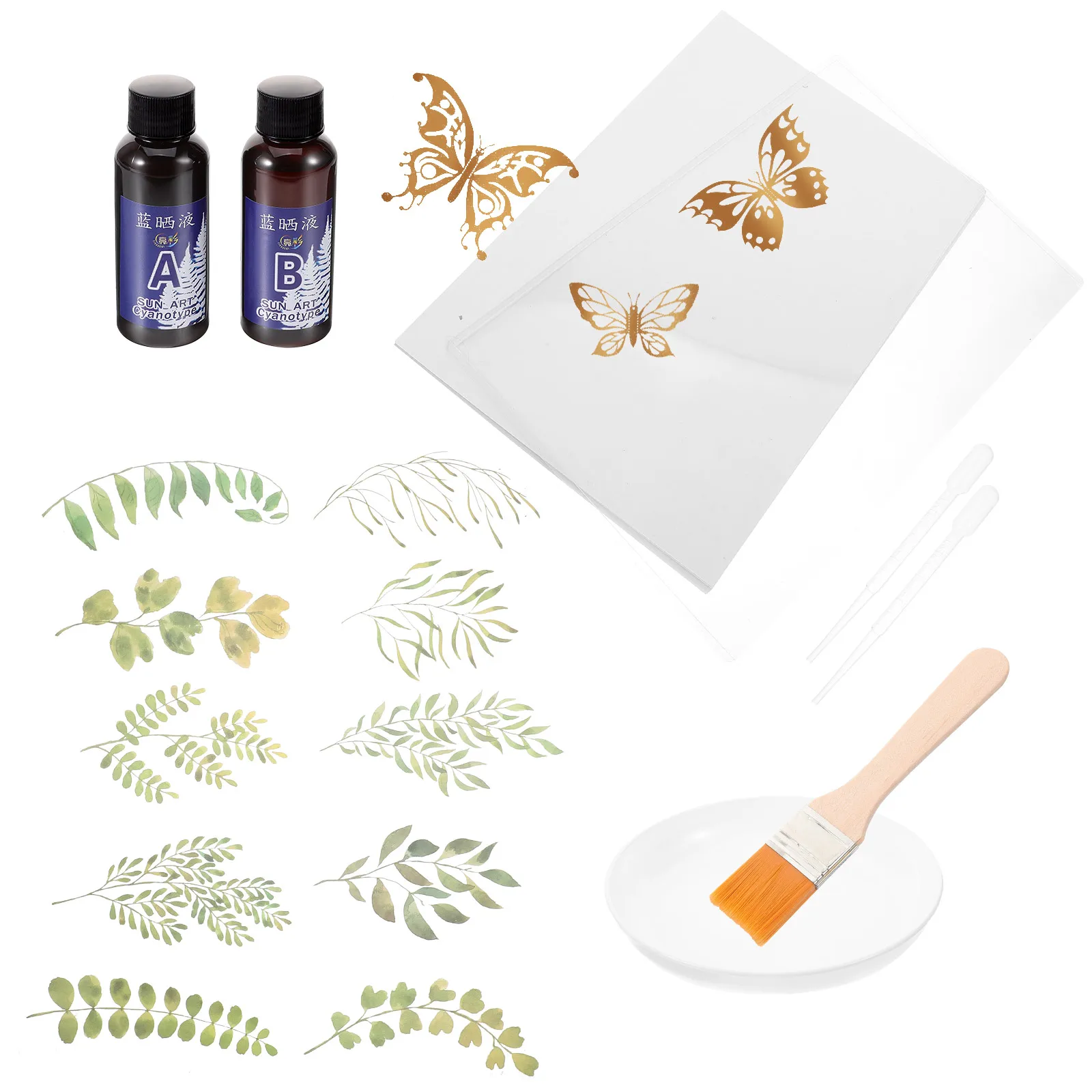 

Cyanotype Material Pack 50ml A4 Blue Printing Kit DIY Crafts Supplies Practical Tools Sewing Accessories Paper Set