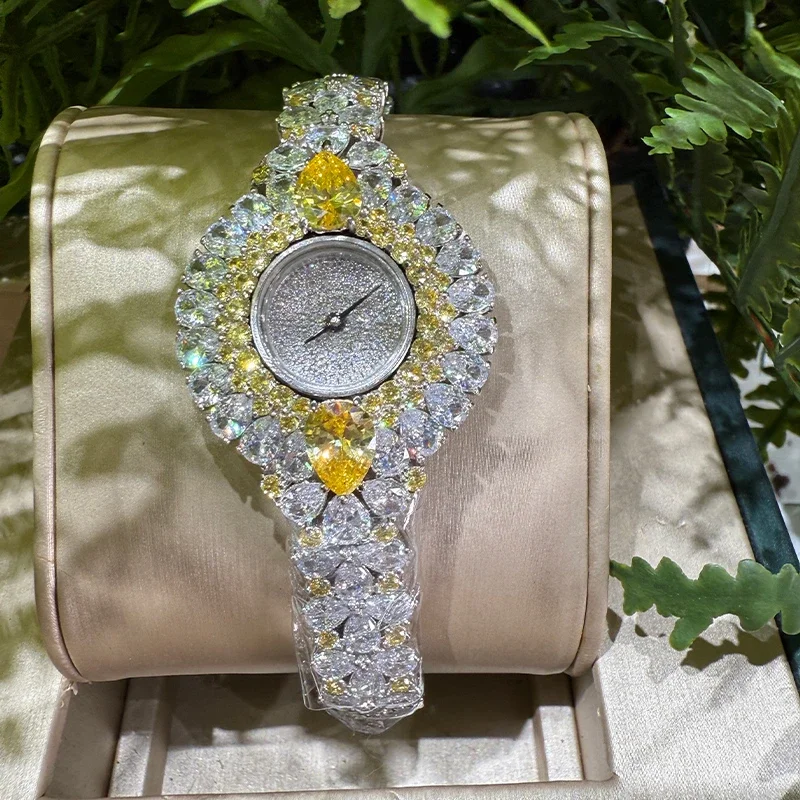 

BELLUX 925, серебряные, желтые, белые, с бриллиантами, женские часы с цветочным принтом, модные, темпераментные, легкие, роскошные, персонализированные женские часы