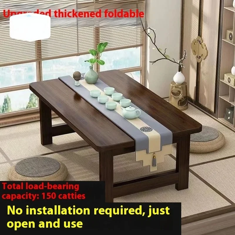 #Folding Wooden Table,Japanese Bay Window Balcony Coffee TableTatami Home Bedroom Bed Computer Study Desk Sundry Rack for Tatami