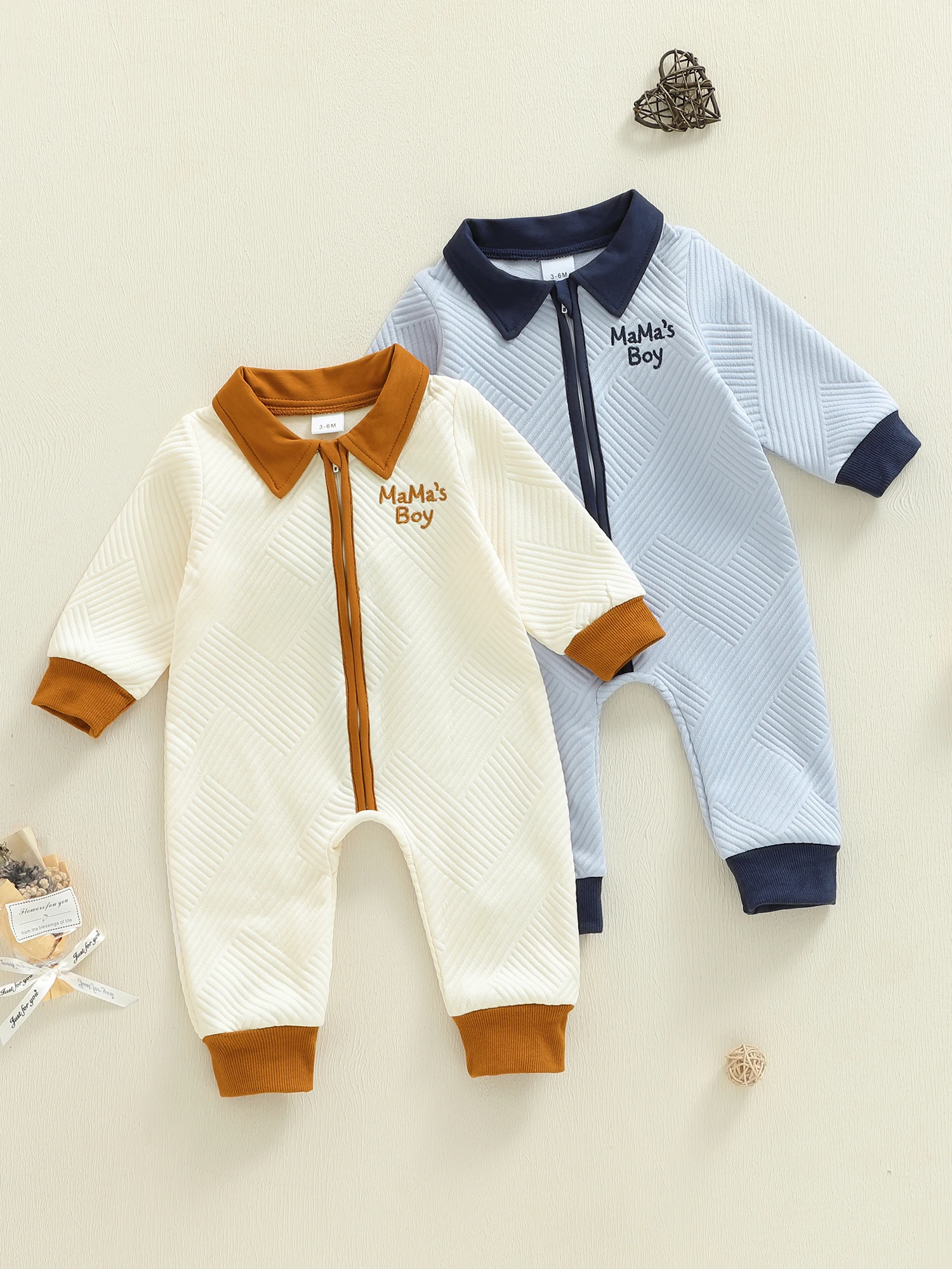 

Осенняя молния для маленьких мальчиков с длинными рукавами и отложным воротником с вышивкой букв