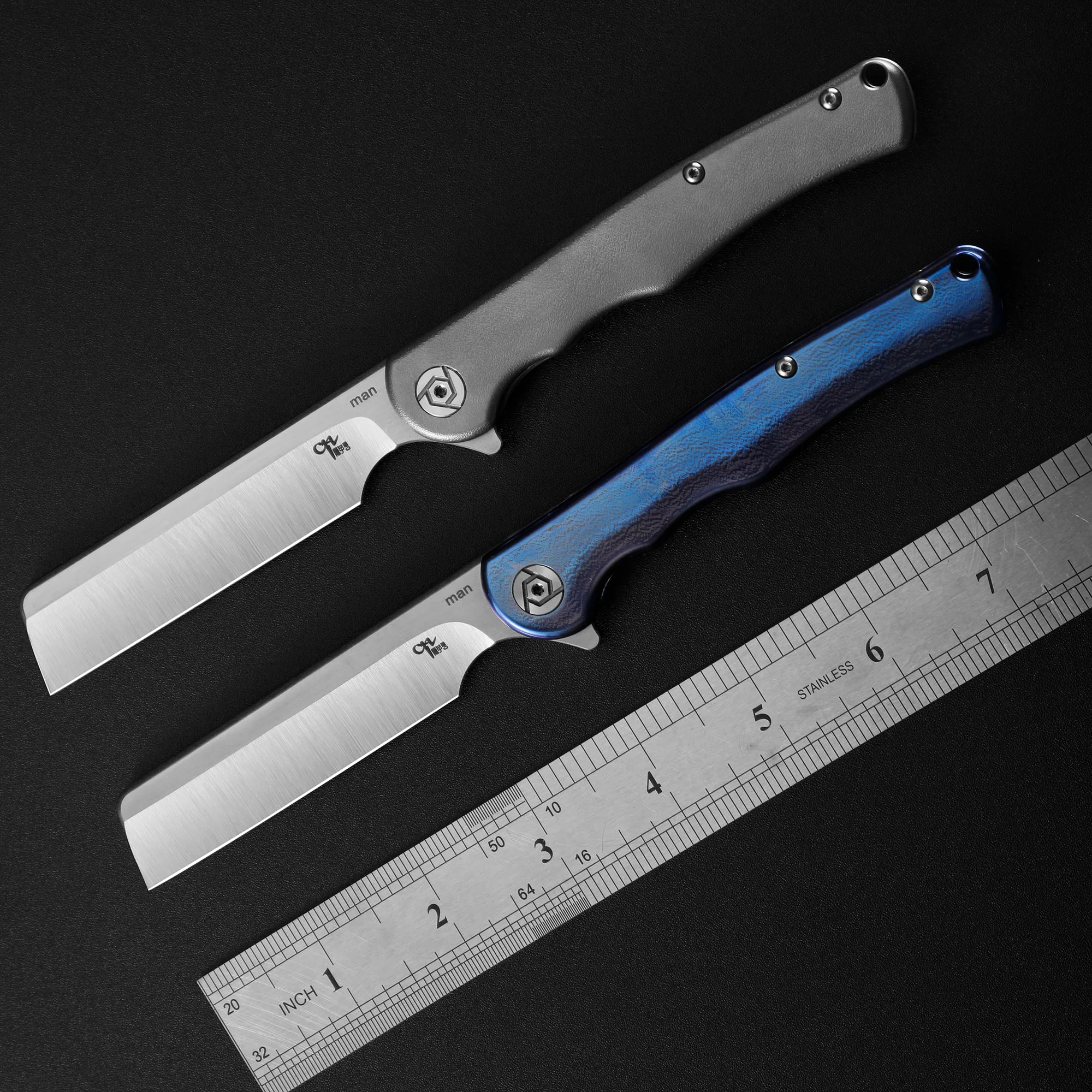 

CH MAN Pocket Folding Knife Razor S35VN Blade Titanium Handle Blue Outdoor Hunting Self-defense Camping Survival Knives EDC Tool