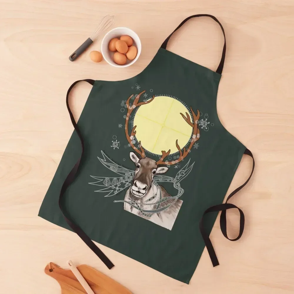 

Reindeer Mother-dark background Apron Women Kitchen'S Christmas gift kitchen gadgets Kitchen Novel Kitchen Accessories Apron