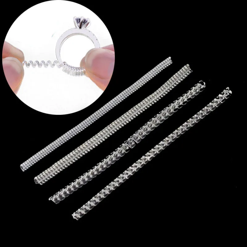 4/8pcs Spiral Based Ring Size Adjuster Transparent Ring Fixed Reducer Anti Lost Tightener Finger Ring Size Resizer Jewelry Guard