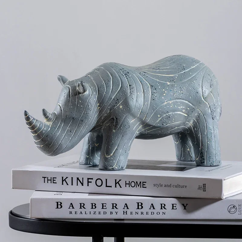 

Modern luxury rhinoceros animal sculpture living room decoration abstract hippo Resin Statue Home Decoration Art Ornaments gifts