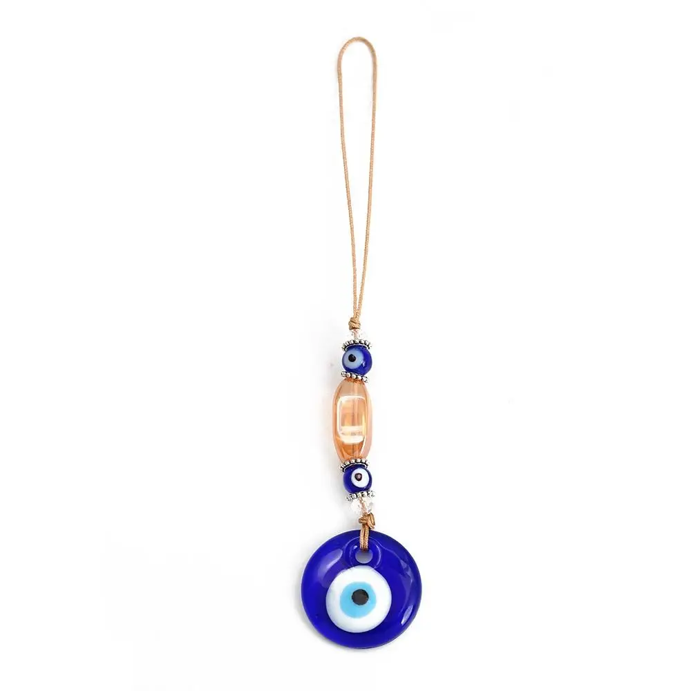 Retro Glass Pendant Braided Rope Wall Hanging Liuli Blue Eye Key Chain Car Hanger Decoration Demon Eye Pendant Home Wall Hanger
