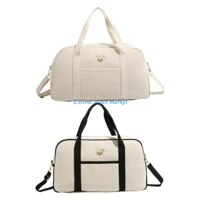 090B Shoulder Bags Diaper Bag Canvas Embroidery Bear Bag Large Capacity Handbag