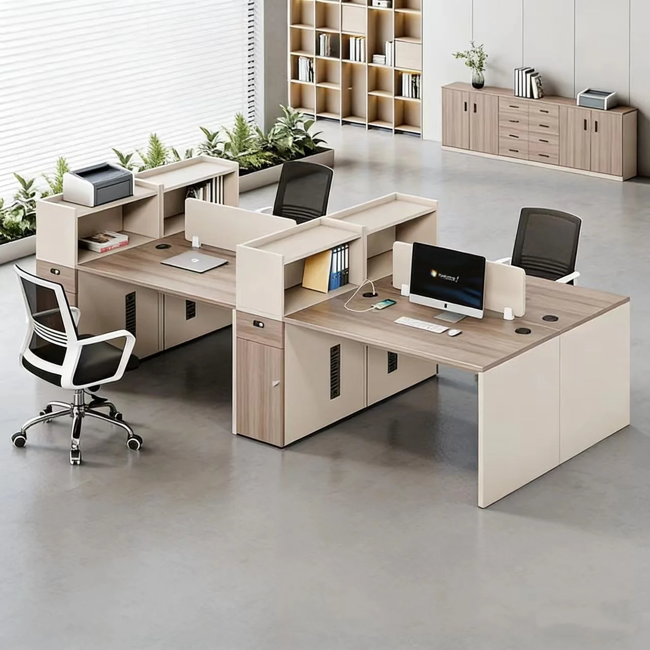 Desk Staff Seat Double Face to Face Card Seat Office Desk Chair Combination Financial