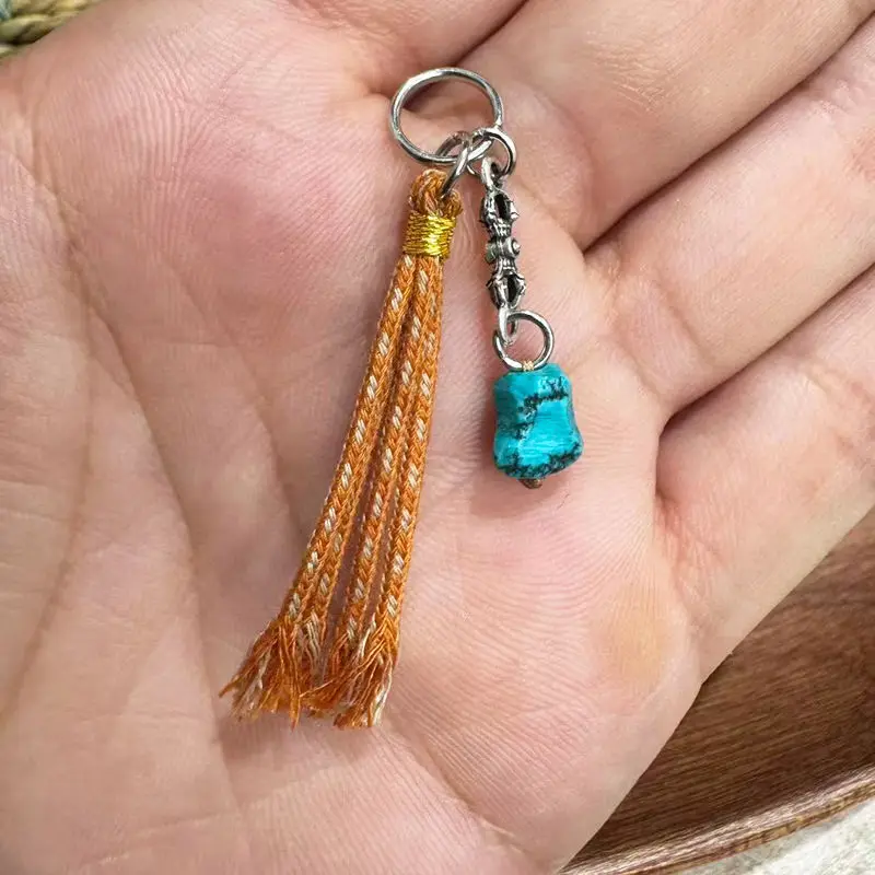 10pcs Key Ring DIY Mix Alloy Silver Turquoise Tassel Pendant With Tassel