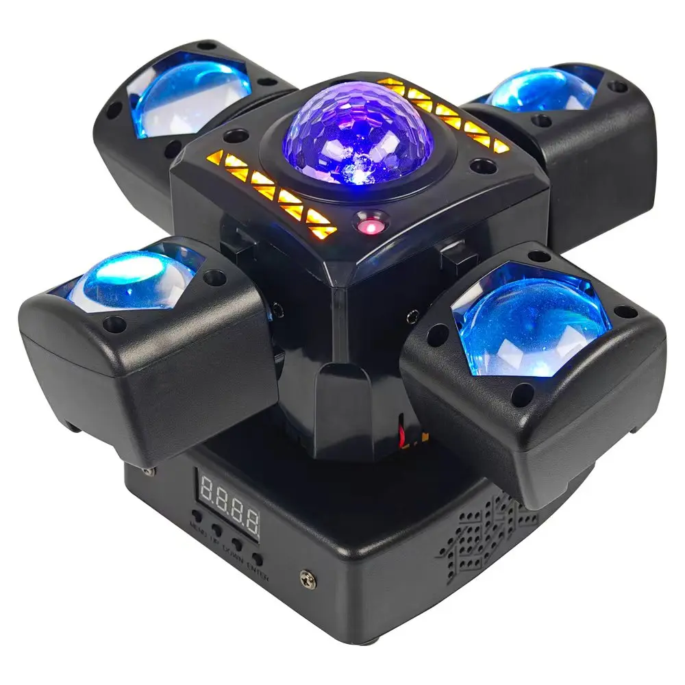 80W 4-armige discolicht met afstandsbediening, mini LED beam DMX512 DJ mobiele RGBW strobe moving head stageverlichting voor feest, club en evenementen - afbeelding 2