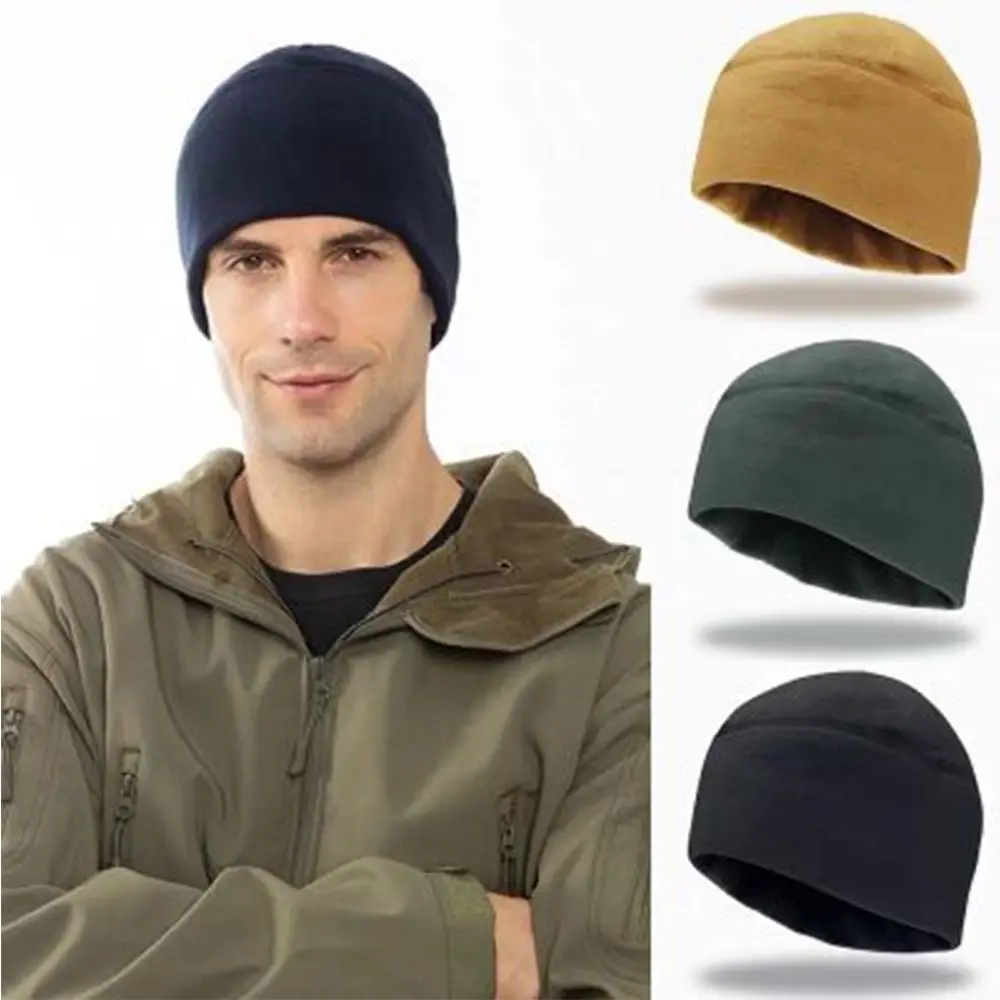 Men Women Breathable Fleece Hats Solid Color Windproof Hiking Caps Winter Warm Skullcap   Cap Ski Baggy Hat