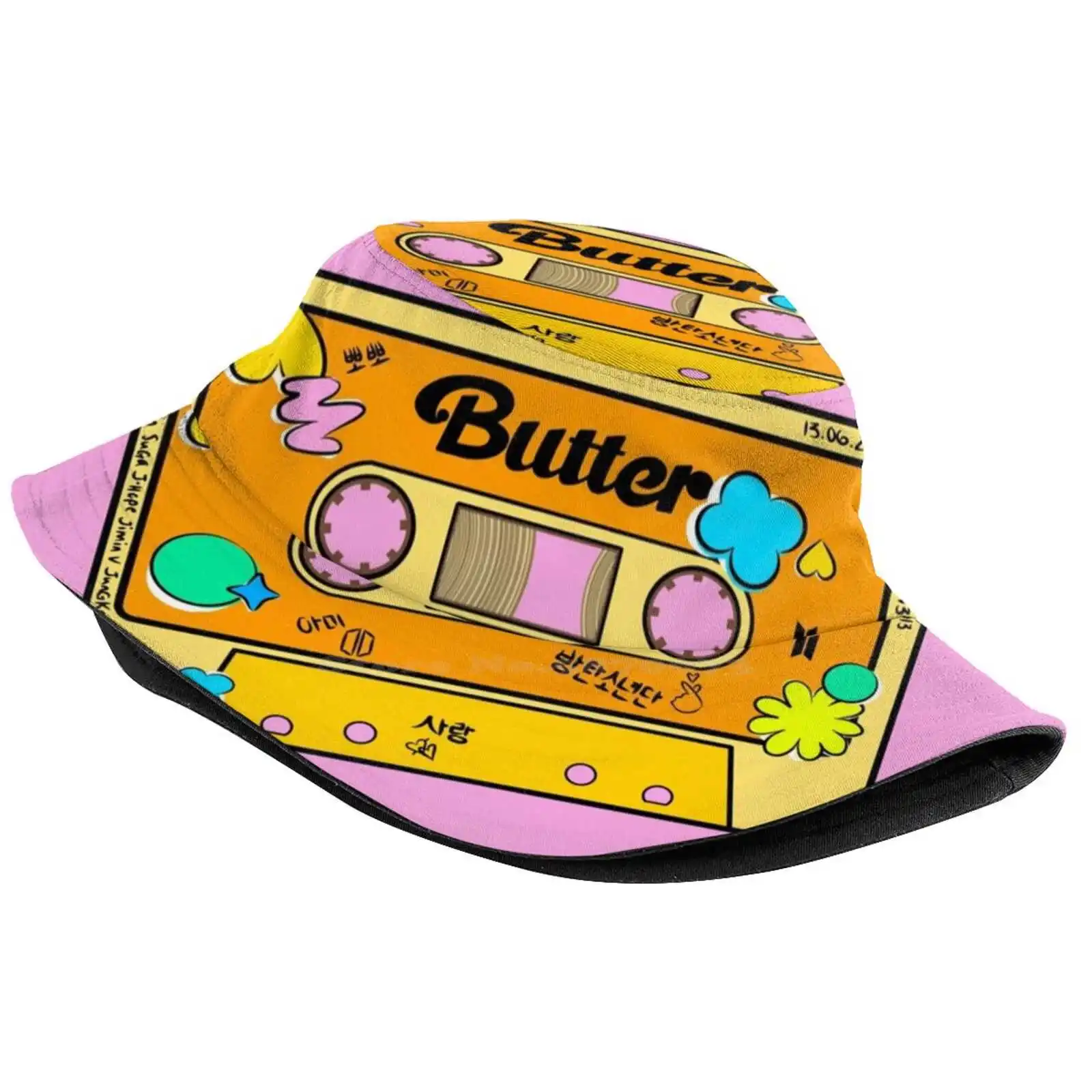 Butter Cassette Tape Sun Cap Fisherman Hat Bucket Hats Permission To Dance Butter Cassette Tape Retro Hangul Boys Namjoon Kim