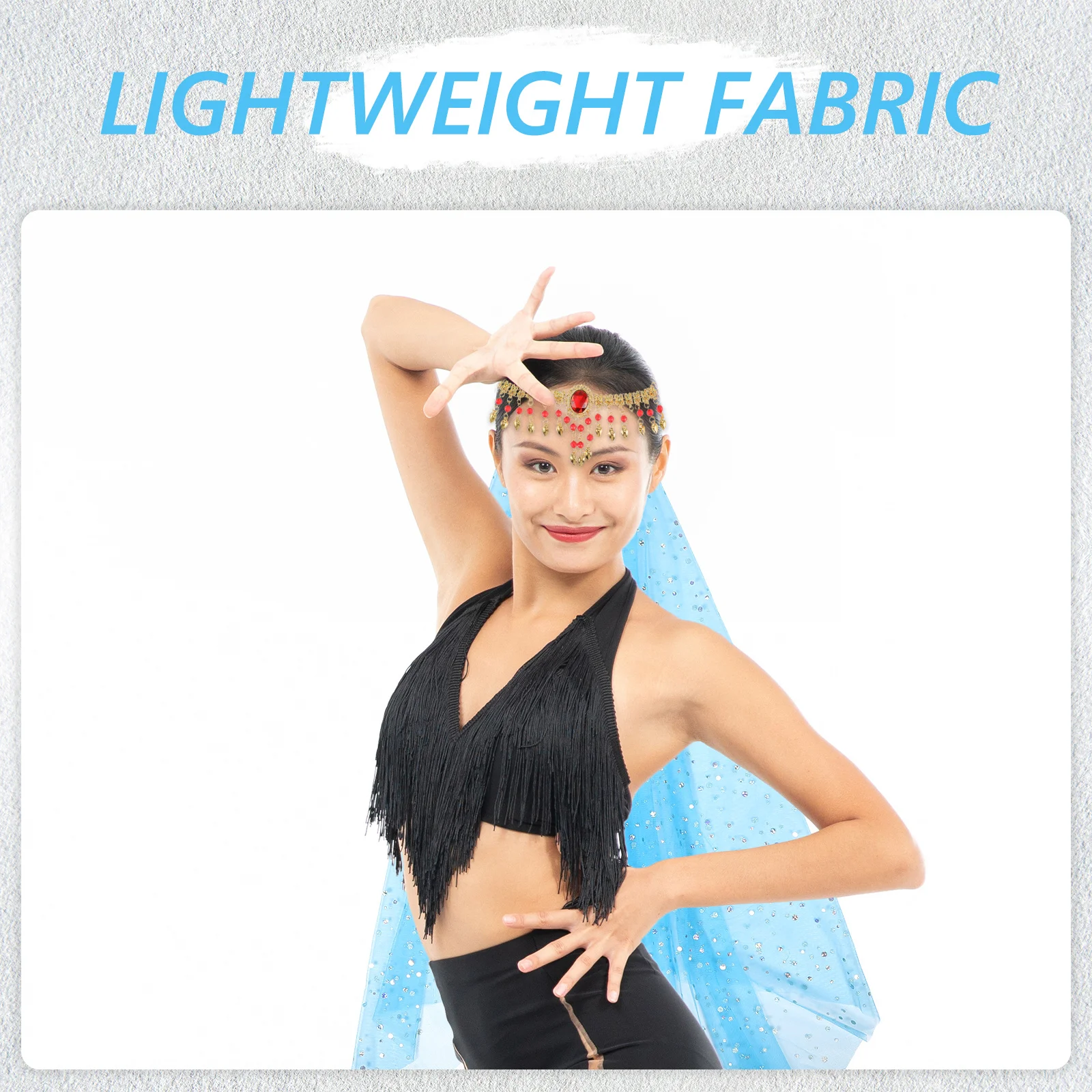 

1 Set Belly Dancer Headscarf Veil Headpiece Lightweight Chiffon Polka Dot Festival Carnival Performance Accessory For India