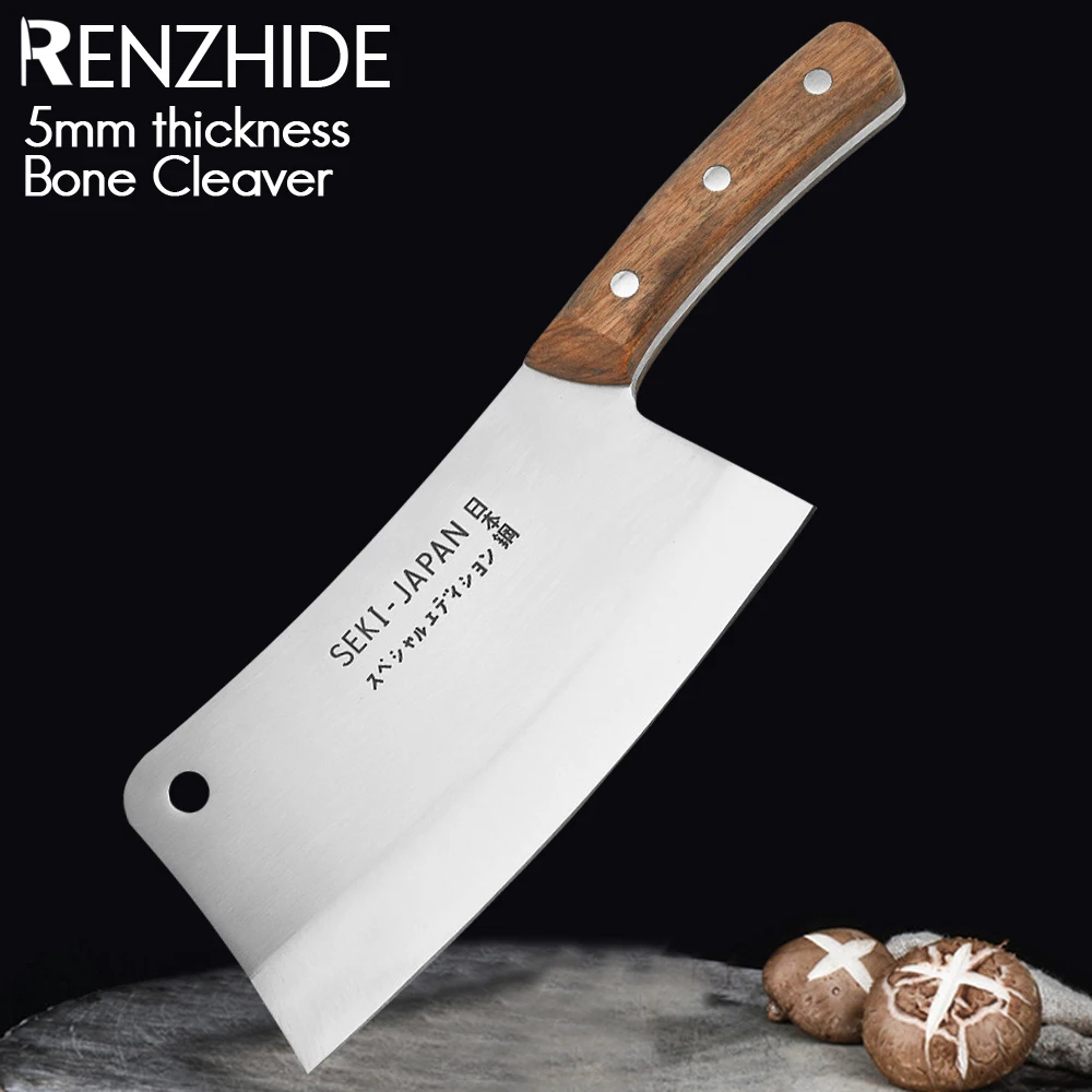 RZD Bone Cleaver Stainless Steel Japanese Style 5mm thickness Butcher Chopper Slicing Micing Fish Kitchen Pro Chefs Knife Tools