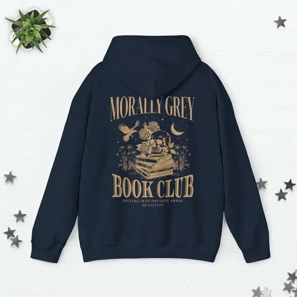Morally Grey Book Club Hoodie Booktok Merch Bookish Things Smut Hoodie Worm Gifts Unisex Comfort Long Sleeve Y2K Top Streetwear
