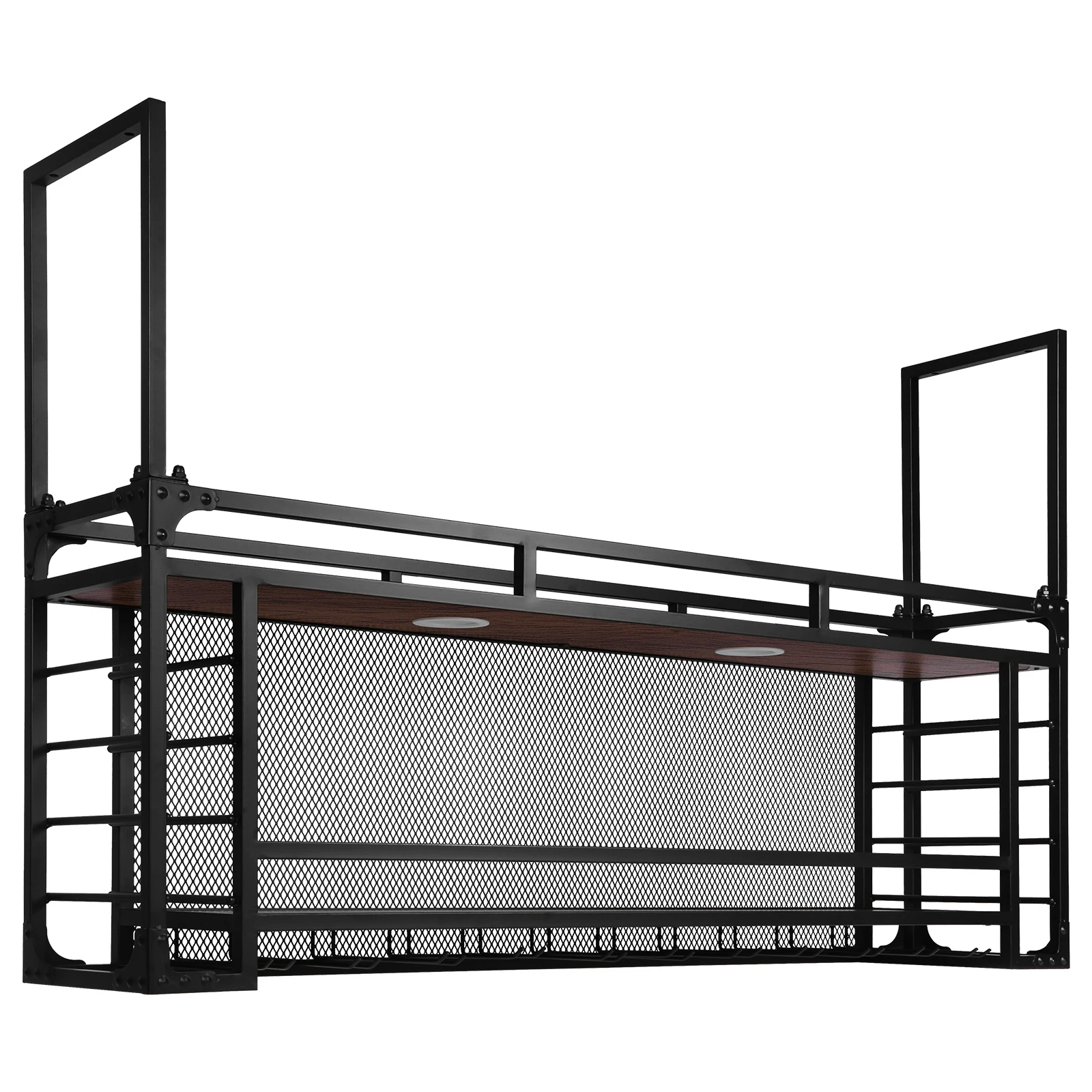 

Wall Mounted 2 -Tiers Black Iron Bar Shelves 59.06x21.65x11.81inch Large Wine Bottles Display Shelf for Kitchen Dining Room Bar