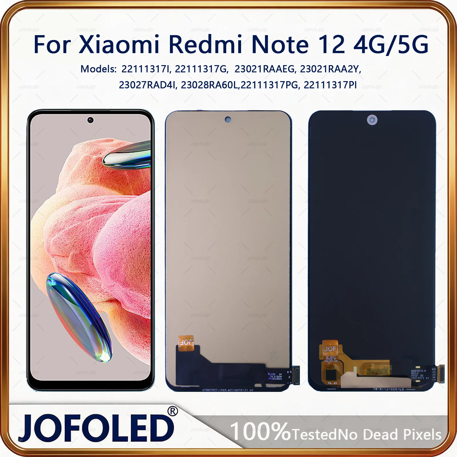 Tela AMOLED para Xiaomi Redmi Note 12 4G 5G, Painel Digitalizador Touch Screen, Montagem 23021RAAEG 23021RAA2Y, Substituição de Tela