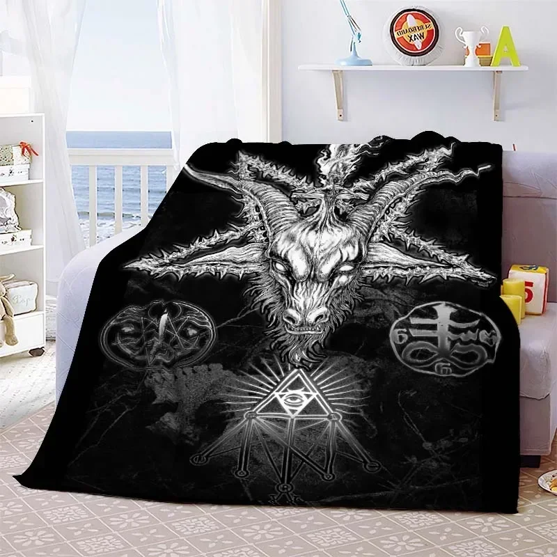 Satan Evil Devil Hell Pattern Flannel Throw Blanket Soft Comfortable WeightLight Bedroom Home Sofa Couch Bed Decor Adults Gifts