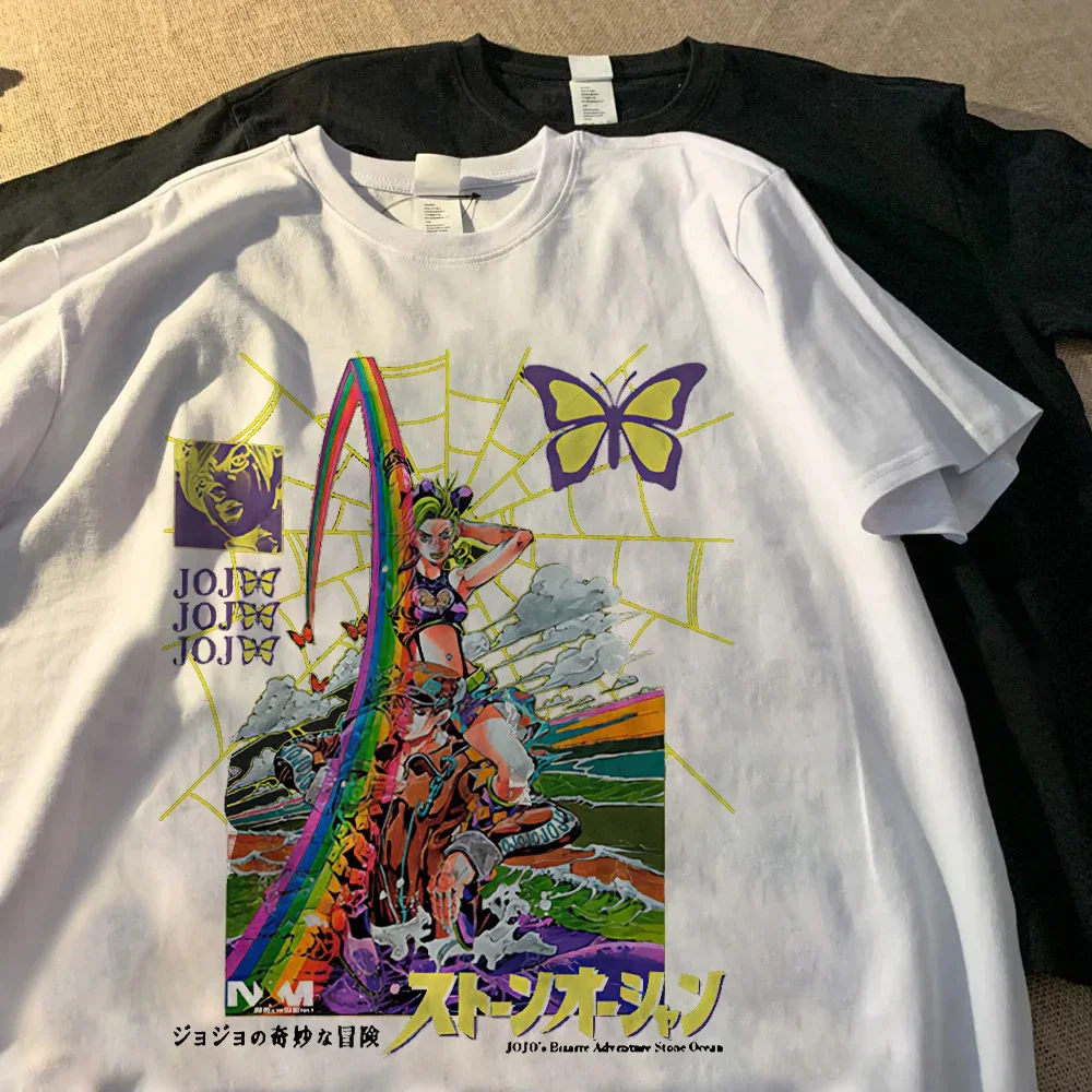 女性用半袖カジュアルTシャツ,日本のジョジョの奇妙な冒険のテーマ,ゆったりとしたブラウス,女性のためのスポーツウェア