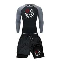 2pcs Men's Compression Sportswear Suit GYM Tight Sports Yoga Sets Workout Jogging MMA Fitness Clothing Tracksuit Pants Sporting