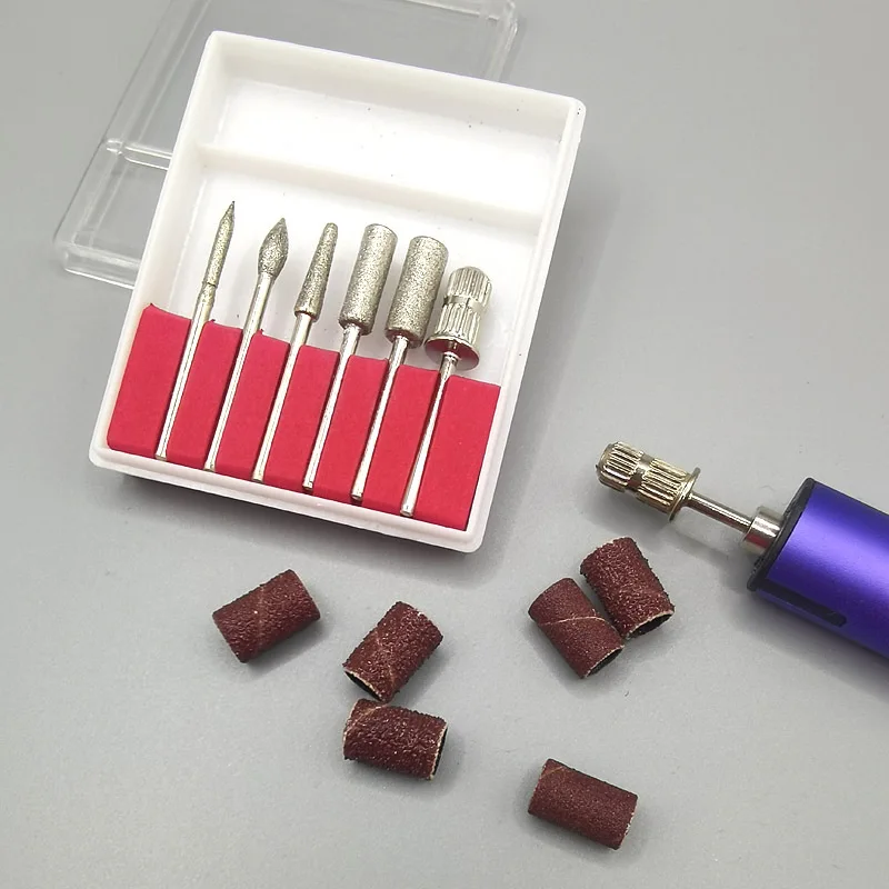 

12 PCS/Set Quartz Nail Electric Manicure Drill Bits Nail Polishing Head Set Pink Pedicure Milling Cutter Files Jewelry tools