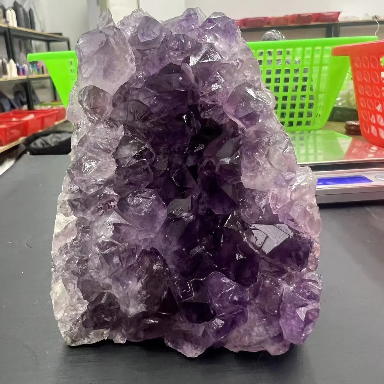 697g 9cm Natural Uruguay Dream Amethyst Quartz Crystal Cluster stand