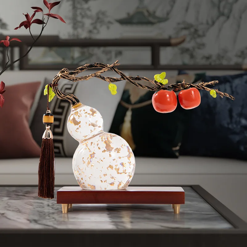 YFY New Chinese Style Gourd Ornament Persimmon Ruyi Living Room Entrance TV Cabinet Wine Cabinet Home Decoration Housewarming