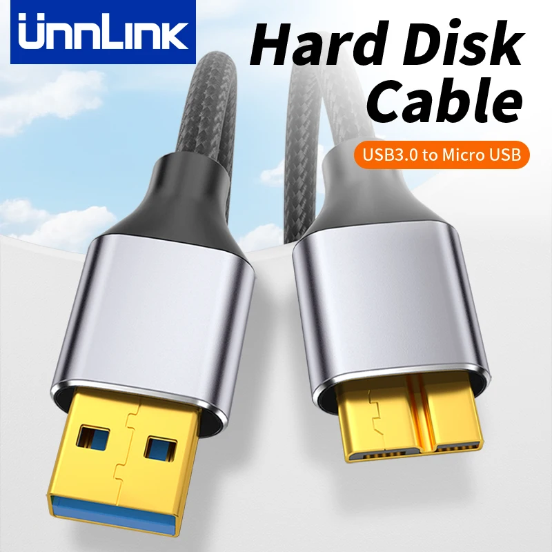 Unnlink-Cable de disco duro USB Micro B para Samsung, Cable de datos Micro USB 3,0 a Micro B, HDD, SSD, Sata