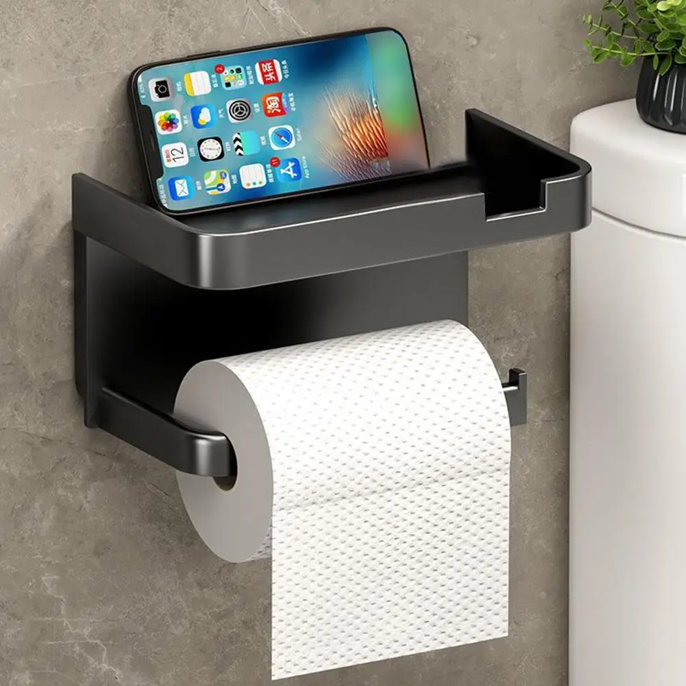 

Toilet Paper Holder Stand Wall-Mounted Toilet Paper Dispenser Kitchen Bathroom Storage Rack For Tissue Box Shelf Phone Holder