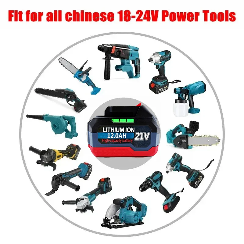New 21V 6.0Ah/9.0Ah/12.0Ah Rechargeable Battery Compatible with Makita DGA404 DTW700 DHR202 DJV182 DDF487 Power Tools