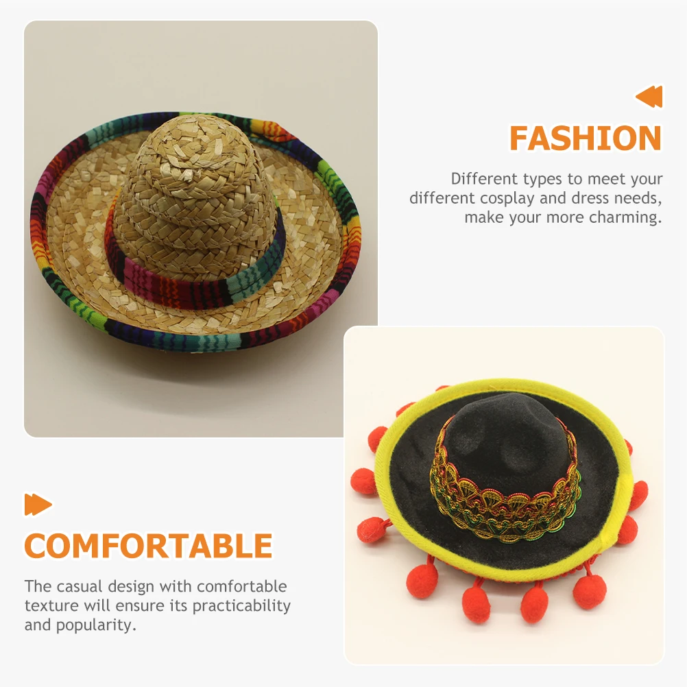 

6Pcs Mexican Straw Headbands Sombrero Hats Mexican Party Hair Accessories Fiesta Sombrero Headband Fiesta Party Decorations