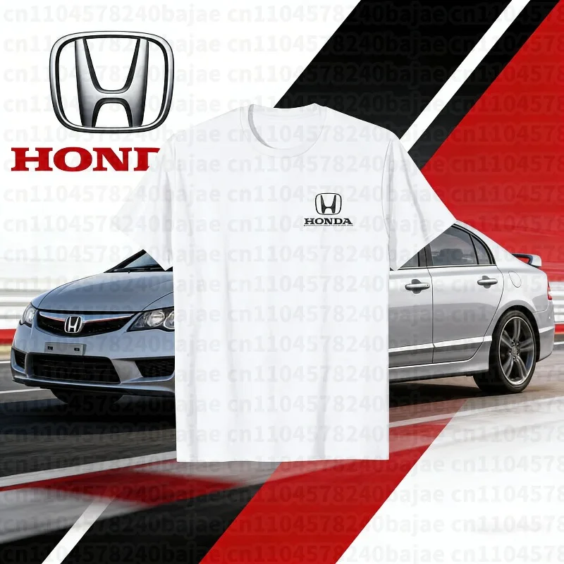 

2025-26 Summer Honda Fashion Moto Honda Graphic Work Clothes 100% Cotton Printed T-shirt Loose Casual Comfortable and Breathable