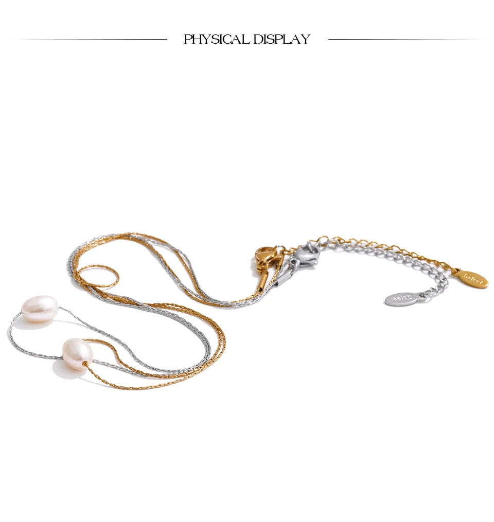 Yhpup Basic Style Schmuck Natürlicher Süßwasserperlen-Anhänger Mode-Halskette Beliebter Edelstahl Schicker wasserdichter Schmuck Geschenk – Detail 3