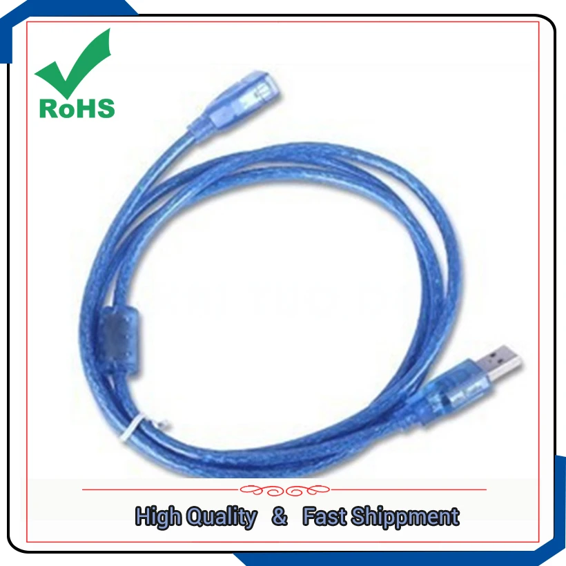 1.5 m USB male and female copper data cable with shielded braid extension cord