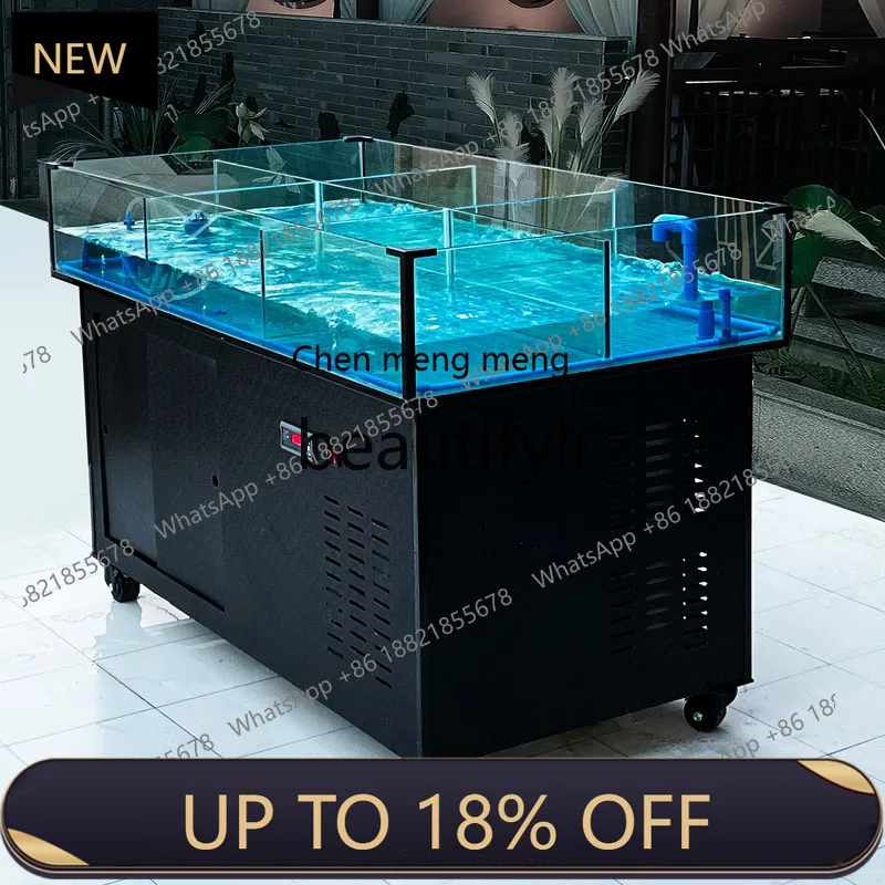 

Z189 Mobile Seafood Pool Commercial Aquatic Supermarket Seafood Tank Shellfish Pool Dedicated Refrigeration Integrated Machine