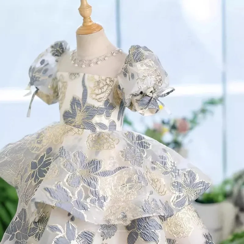 Vestido de lantejoula tutu feminino, vestido florido para festa de casamento, vestidos formais de gala, roupas de primeiro aniversário, criança, 24m, novo, 2022