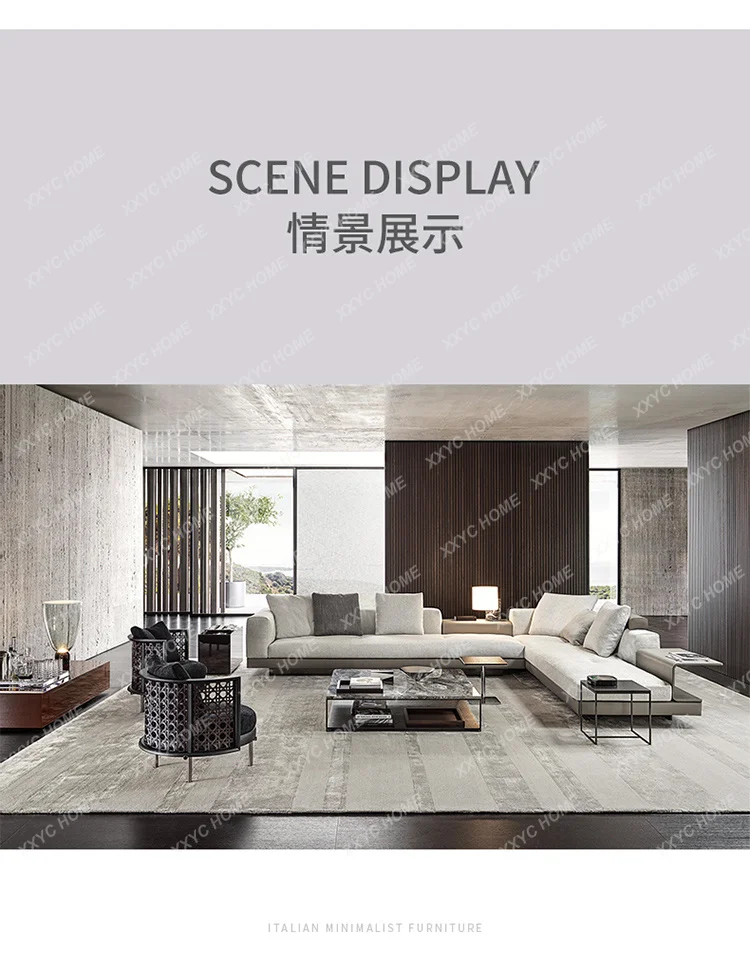 X40  Minimalist Cotton And Linen Fabric Sofa Living Room Large Villa Corner Combination