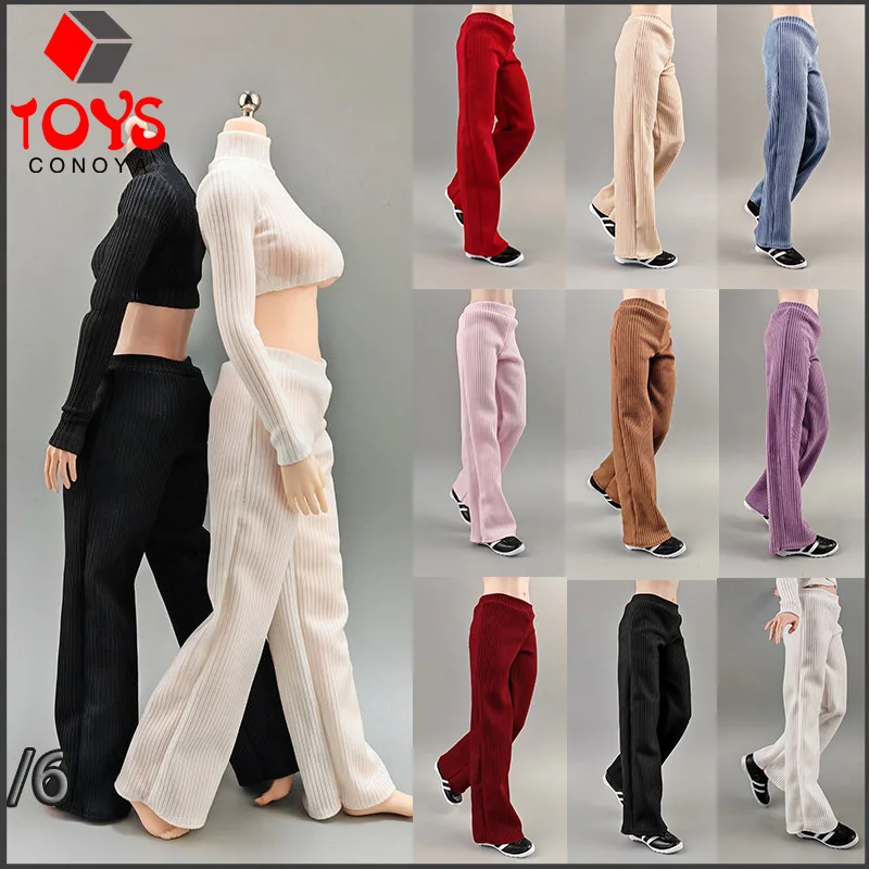 DG048 1/6 스케일 대담한 줄무늬 넓은 다리 바지 운동복 꽉 탑 의류 모델 맞는 12 "여성 군인 액션 피규어 바디 인형