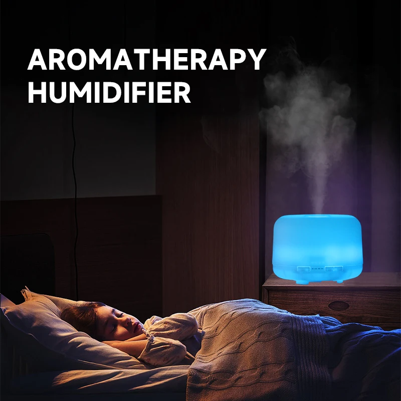 500ML Air Humidifier Essential Oil Diffuser Remote Control Desktop Aroma Diffuser with Colorful Night Lights Cool Mist Maker