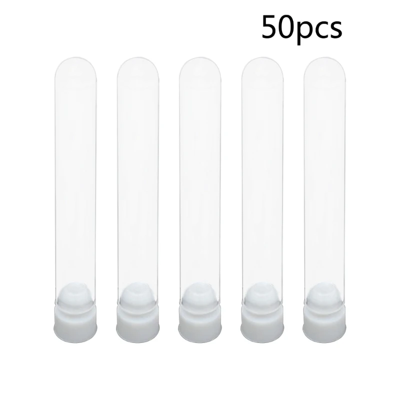 Tubes à essai de laboratoire transparents, flacons en plastique transparent avec bouchons poussoirs, fournitures de laboratoire scolaire, 50 pièces