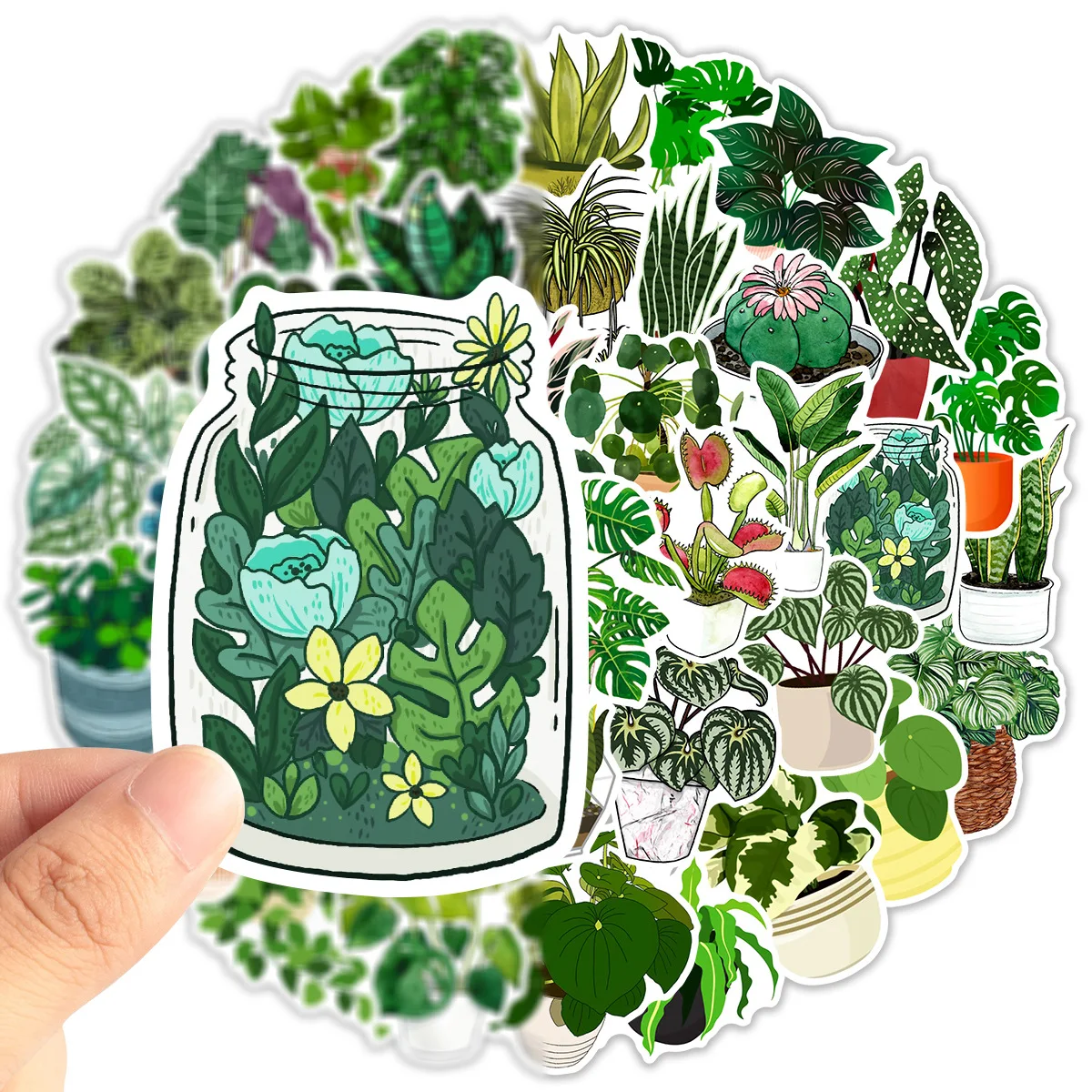 50pcs Cute Plants Green Aesthetic Stickers Kids Toy DIY Decoration For Fridge Notebook Bike Phone Suitcase Cartoon Sticker