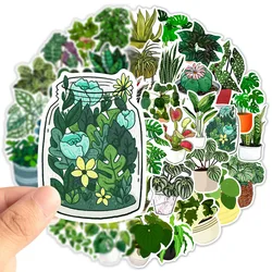 Plantas verdes adesivos para crianças, 50pcs, adesivos bonitos, diy, decoração para geladeira, notebook, bicicleta, telefone, mala, desenhos animados