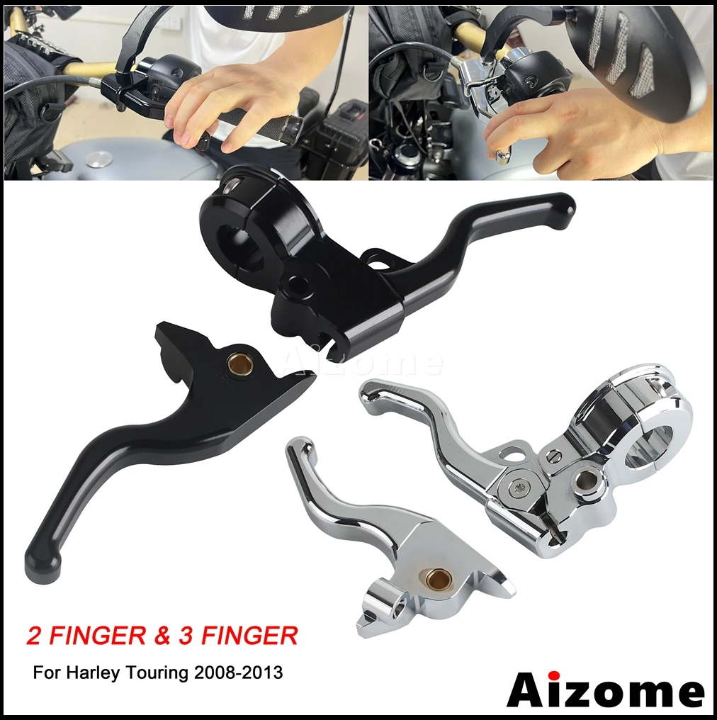 2-3 Finger Brake Lever Handlbar Easier Pull Clutch Lever Kit For Harley Touring Electra Glide FLHTC FLHTCI FLHTCU FLHTCUI 08-13