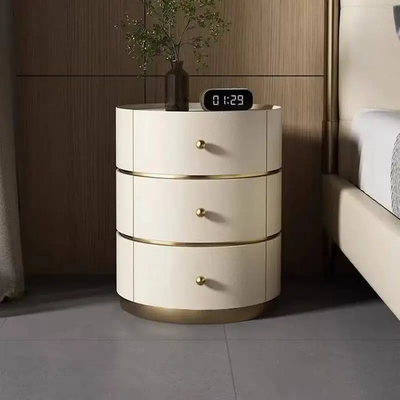 Da Modern Comodini Night Luxury Table Aesthetic Letto Design Round Storage Camera Unique Bedside Cabinet Bedroom Furniture