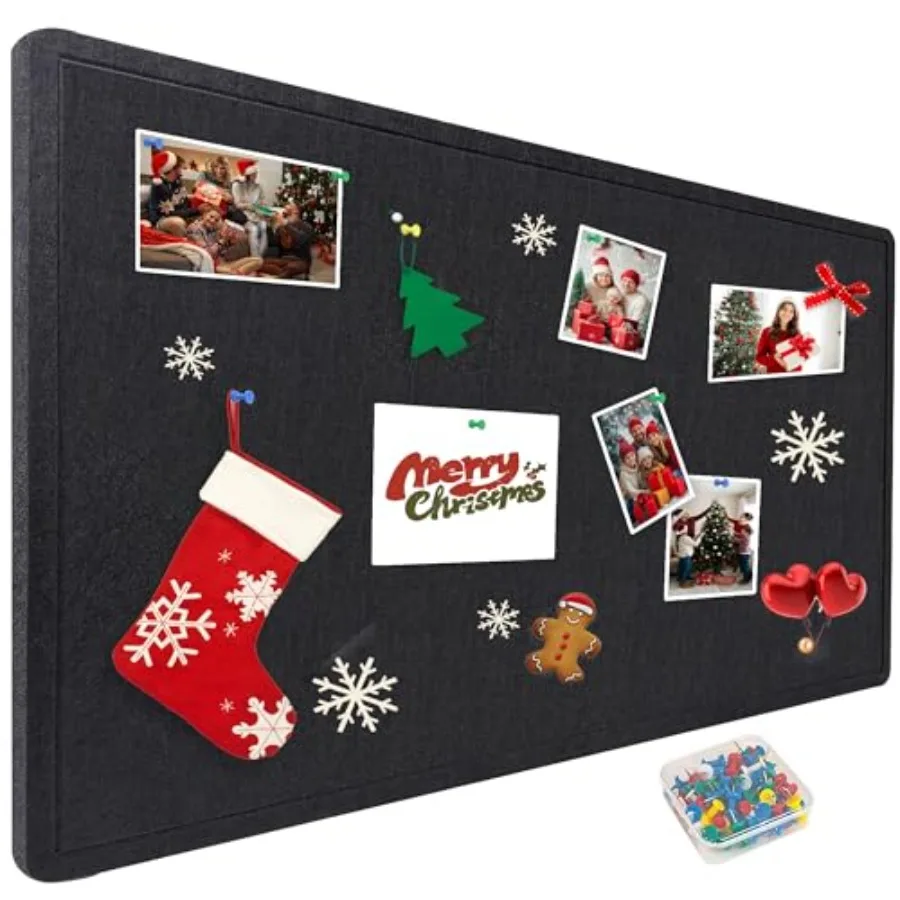 

Large Bulletin Board - Foldable 36x48 Inch Cork Board Alternative with 20 Push Pins 3' x 4' Self-Adhesive Felt Bulletin Board f