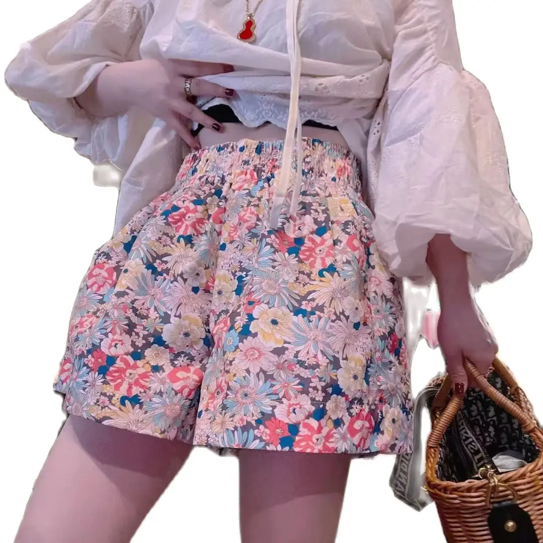 Print Flower 150KG Plus Size Women\'s Summer Shorts Casual Oversized Wide Leg High Waist Shorts Woman Beach Shorts for Women