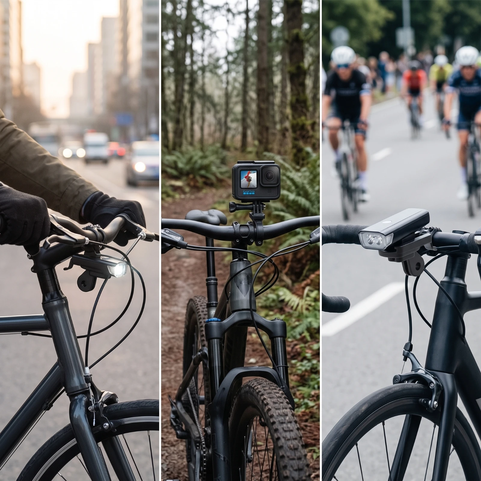Front Light Mount with Action Camera Interface Compact Bike Light Mount Long-Lasting Lightweight for Cyclists, Road Cycling view 2