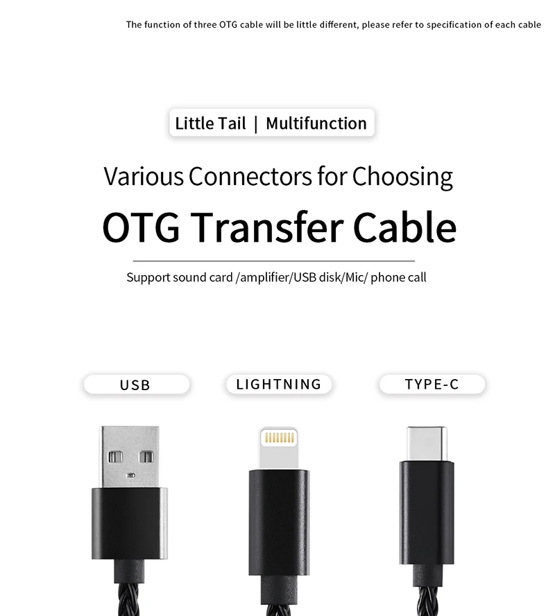Cable adaptador multifunción JCALLY OT4 OTG Light-ning TPYE-C interfaz USB control de cable para UP5 M3X UA2 ATOM LINK2 UA5 BEAM3S