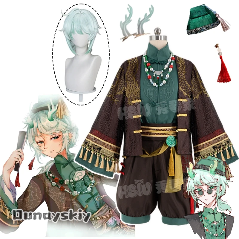 

{Dunayskiy}Identity V Эдгар Вальден Художник Косплей Костюм Художник Парик Ожерелье Головной Убор Набор Аксессуаров Хэллоуин для Мальчиков Девочек